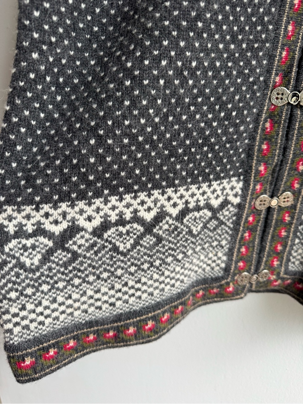 Tristan Iseut Lambswool Angora Fair Isle Cardigan Sweater Sz S Nordic Apres Ski - Picture 7 of 12